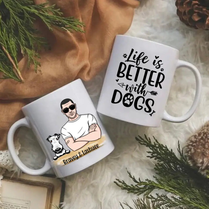 Life Is Better With Dogs - Personalized Mug For Dog Dad, Father's Day