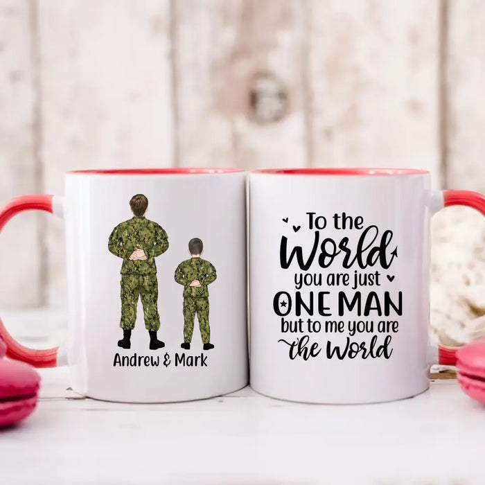 Military Father And Kids - Personalized Mug For Dad, Father's Day