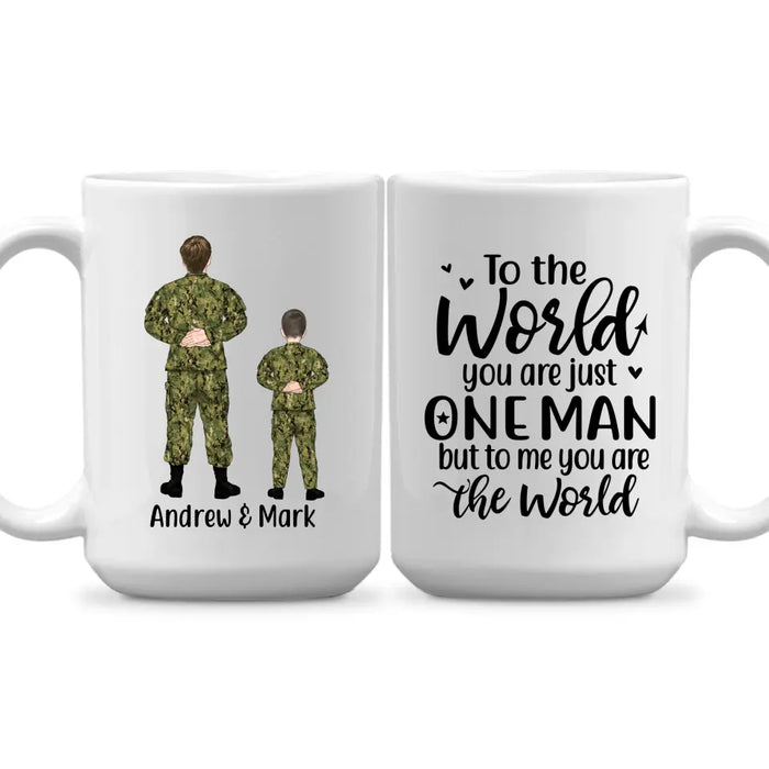 Military Father And Kids - Personalized Mug For Dad, Father's Day