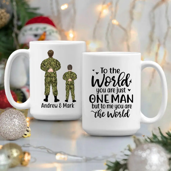 Military Father And Kids - Personalized Mug For Dad, Father's Day