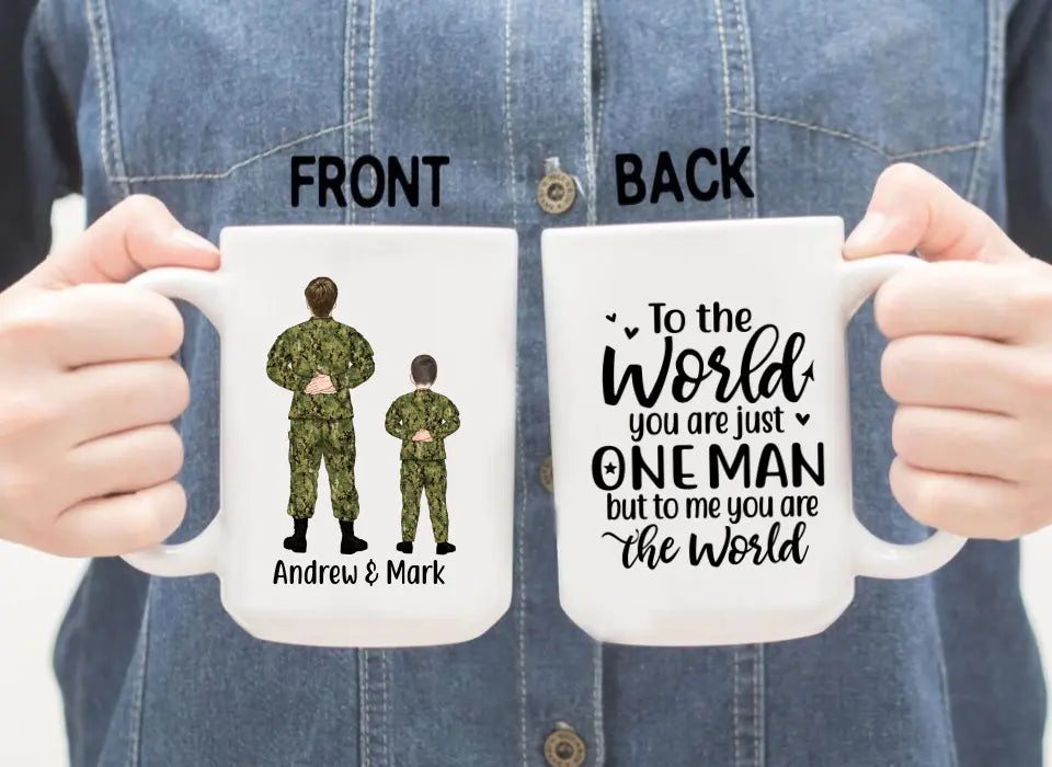 Military Father And Kids - Personalized Mug For Dad, Father's Day