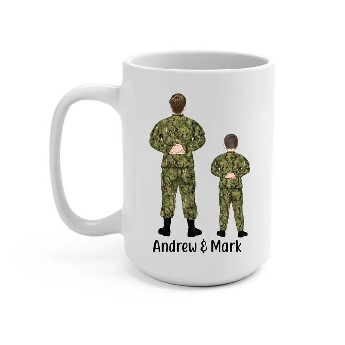 Military Father And Kids - Personalized Mug For Dad, Father's Day