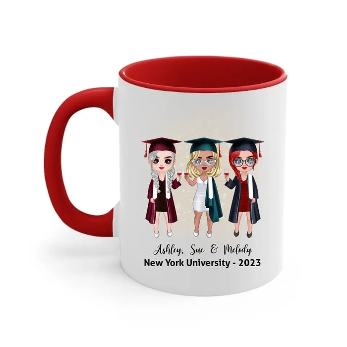 Up To 3 Chibi The One Where We Graduate - Personalized Mug For Her, Friends, Sister, Graduation