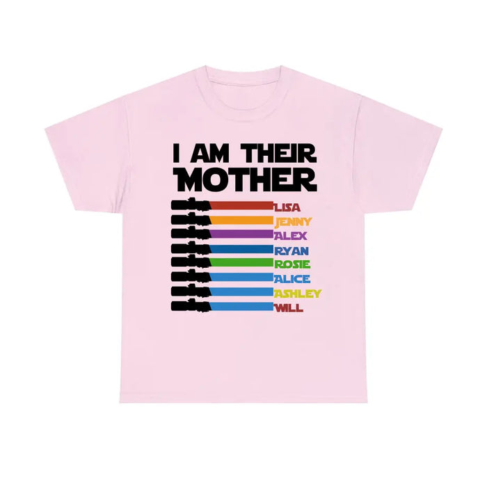 I Am Their Mother Custom Lightsaber With Kids Name - Personalized Shirt for Mom, Mother's Day Gift