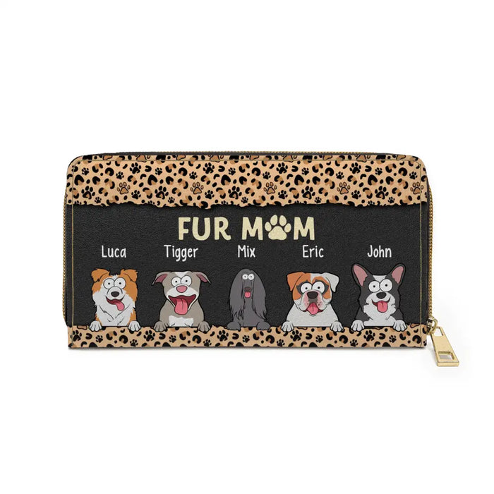 Personalized Fur Mom Purse - Custom Zip Wallet For Dog Mom, Dog Lovers