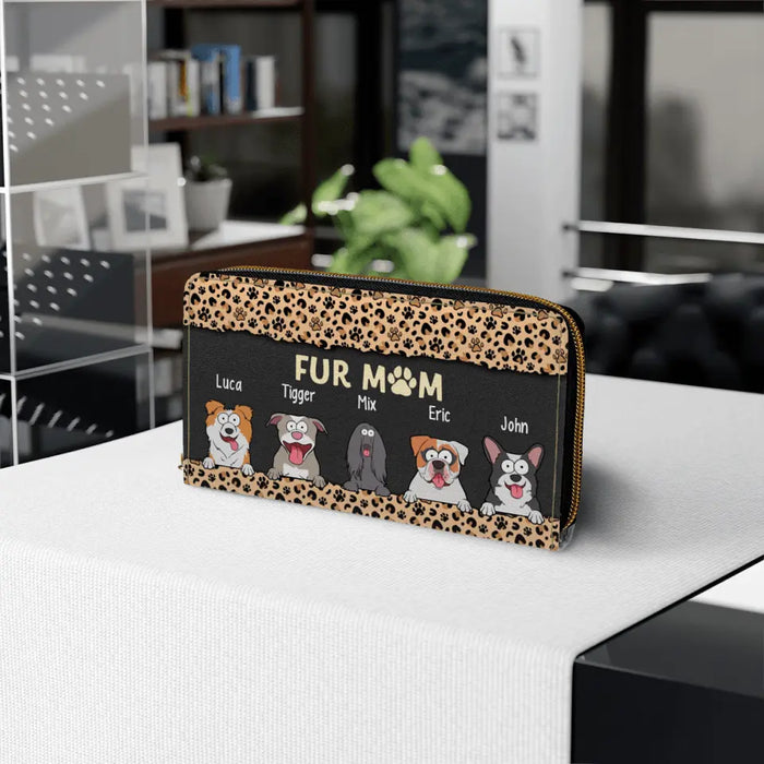 Personalized Fur Mom Purse - Custom Zip Wallet For Dog Mom, Dog Lovers