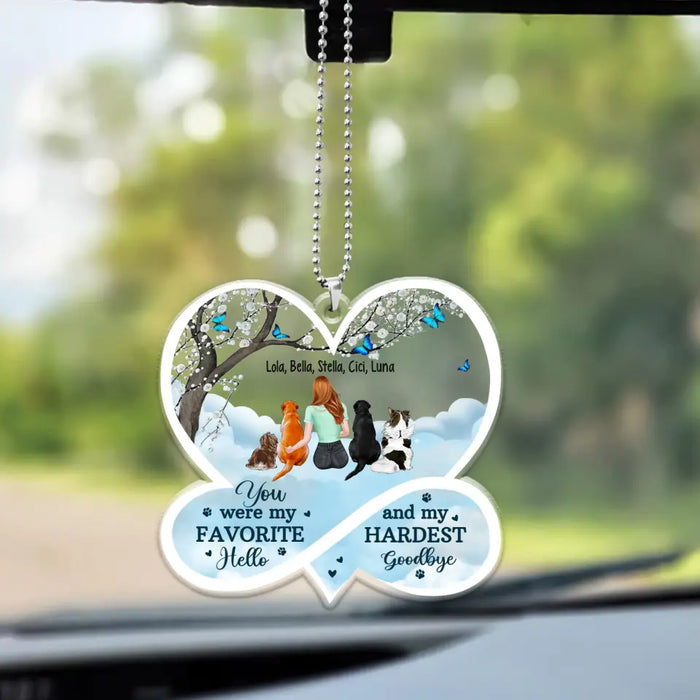 You Were My Favorite Hello & My Hardest Goodbye - Personalized Gifts Custom Car Ornament For Dog Mom, Memorial Gifts for Loss Of Dogs