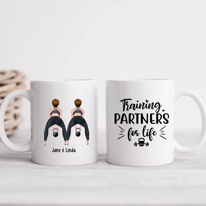 Training Partners for Life - Personalized Gifts Custom Gym Mug Fitness for Besties, for Friends, Gym Lovers