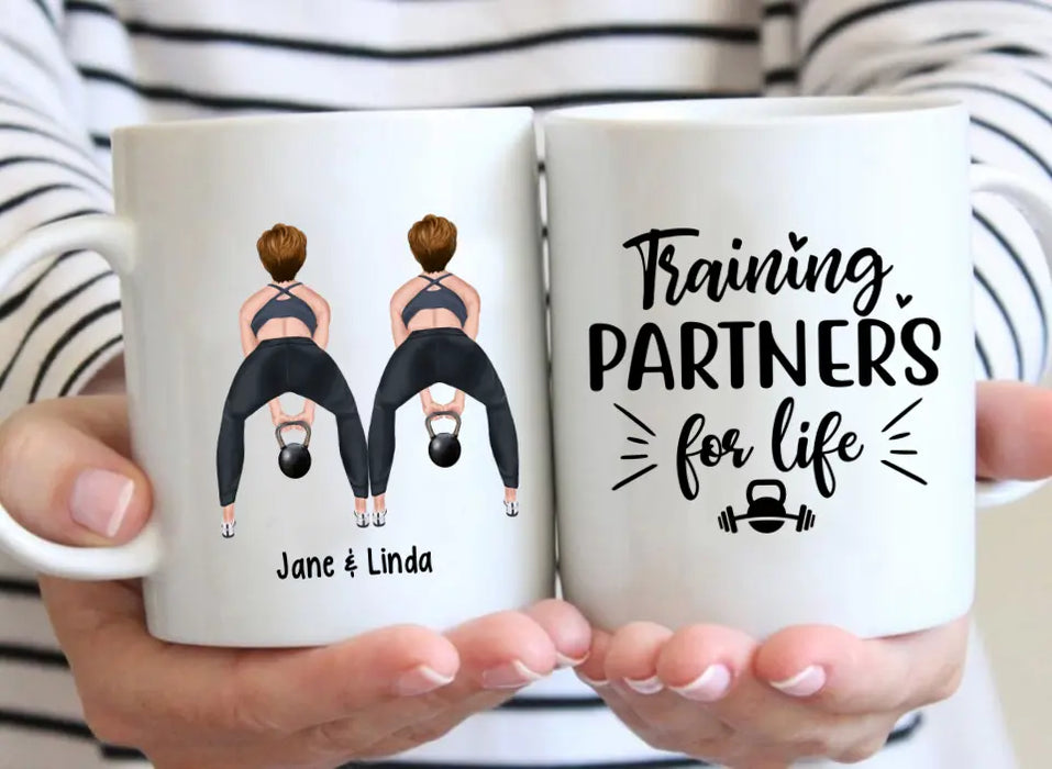 Training Partners for Life - Personalized Gifts Custom Gym Mug Fitness for Besties, for Friends, Gym Lovers