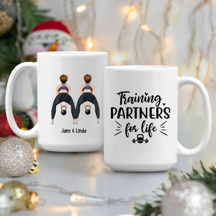 Training Partners for Life - Personalized Gifts Custom Gym Mug Fitness for Besties, for Friends, Gym Lovers