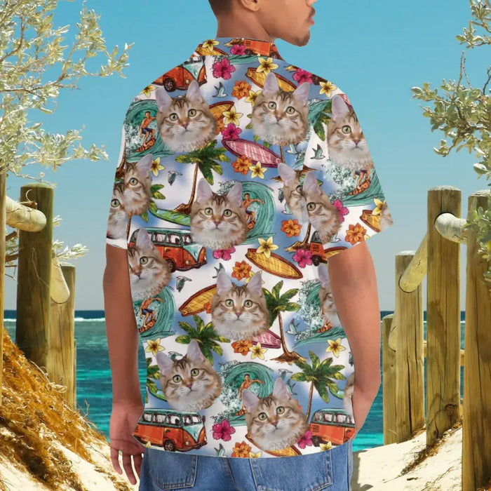 Personalized Hawaiian Shirt With Face, Custom Face Hawaiian Shirt For Man Woman, Custom Retro Vintage Surf Unisex Hawaiian Shirt