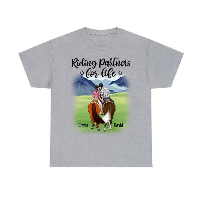 Personalized Shirt, Horseback Riding Couple Holding Hand, Gift For Horse Lovers