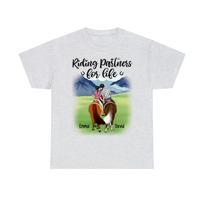 Personalized Shirt, Horseback Riding Couple Holding Hand, Gift For Horse Lovers