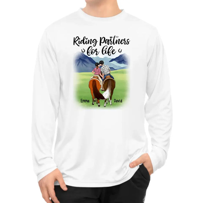 Personalized Shirt, Horseback Riding Couple Holding Hand, Gift For Horse Lovers