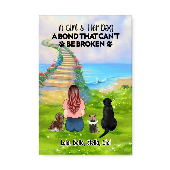 A Girl & Her Dog A Bond That Can't Be Broken - Personalized Gifts Custom Canvas For Dog Mom, Dog Lovers