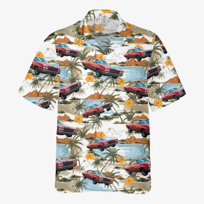 Upload Car Photo Hawaiian Shirt, Personalized Photo Upload Car Unisex Hawaiian Shirt, Custom Hawaiian Shirt, Vintage Beach Hawaiian Shirt