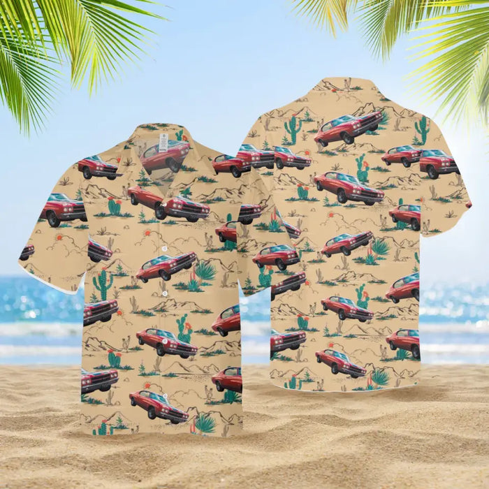 Upload Car Photo Hawaiian Shirt, Personalized Photo Upload Car Men's Hawaiian Shirt, Custom Hawaiian Shirt, Cactus Desert Hawaiian Shirt