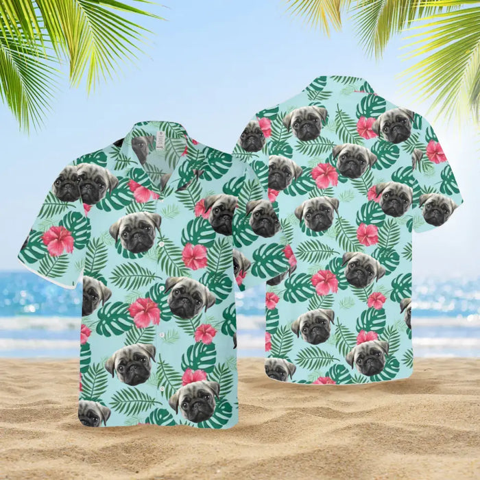 Personalized Hawaiian Shirt With Face, Custom Face Hawaiian Shirt For Man Woman, Custom Tropical Hibiscus Flower Unisex Hawaiian Shirt