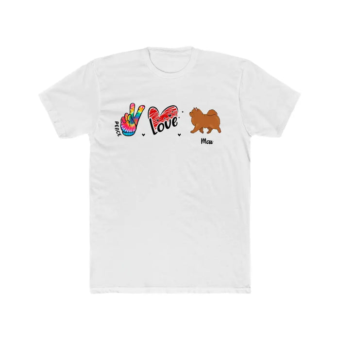 Personalized Peace Love Dog Shirt, Custom Dog Shirt For Dog Lovers