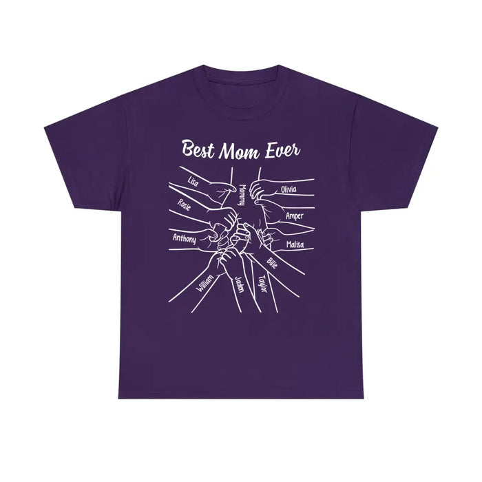 Personalized Best Mom Ever Shirt, Custom Holding Mom's Hand Shirt for Mother, Mother's Day Gift