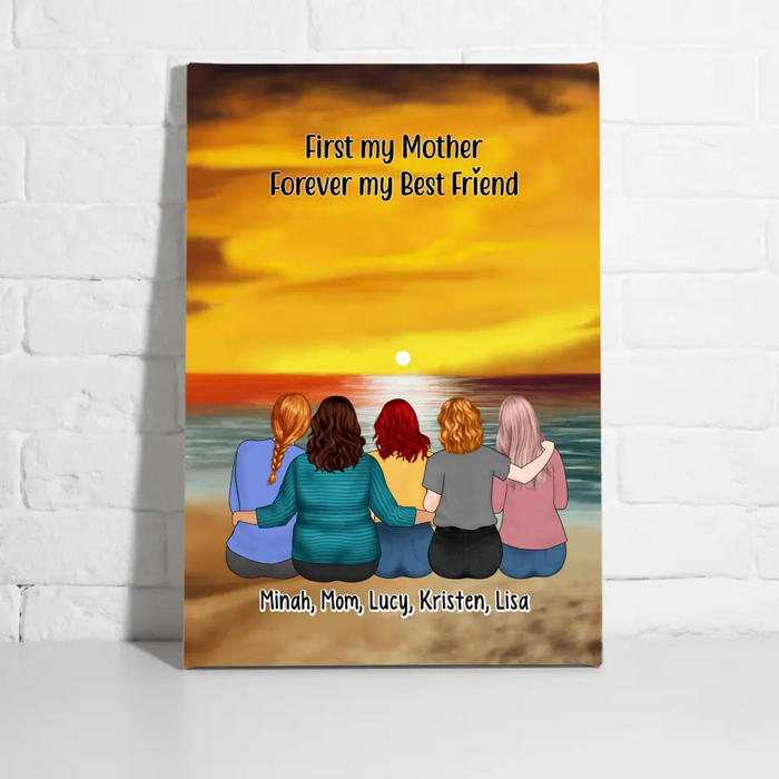 First My Mother Forever My Best Friend- Personalized Canvas, Custom Gift for Mom from Daughters