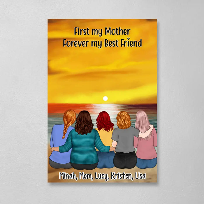 First My Mother Forever My Best Friend- Personalized Canvas, Custom Gift for Mom from Daughters