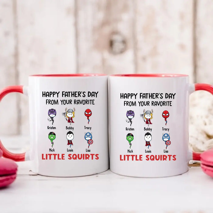 Happy Father's Day from Your Favorite Little Squirts - Personalized Funny Mug for Dad, Custom Hero Dad Mug