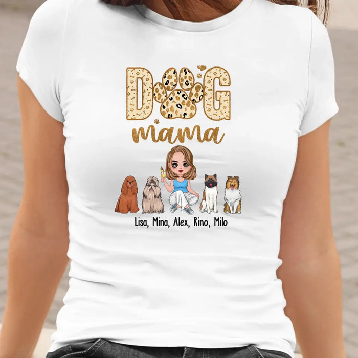 Personalized Dog Mama  Shirt, Custom Girl With Dog Sitting Shirt for Dog Mom, Dog Lovers