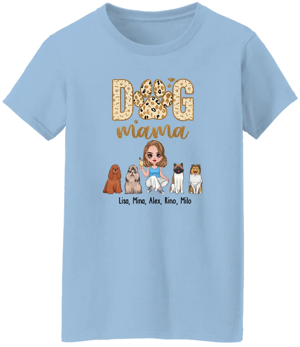 Personalized Dog Mama  Shirt, Custom Girl With Dog Sitting Shirt for Dog Mom, Dog Lovers