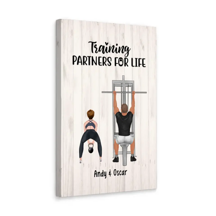 Training Partners for Life - Personalized Gifts Custom Gym Canvas for Couples, Gym Lovers