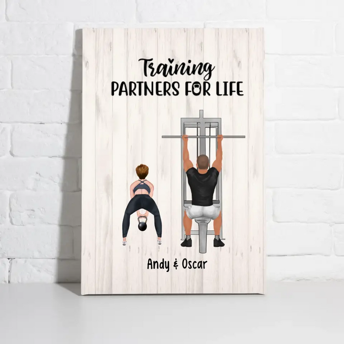 Training Partners for Life - Personalized Gifts Custom Gym Canvas for Couples, Gym Lovers