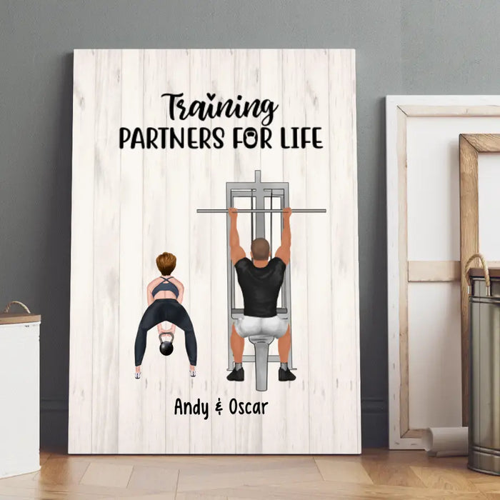 Training Partners for Life - Personalized Gifts Custom Gym Canvas for Couples, Gym Lovers