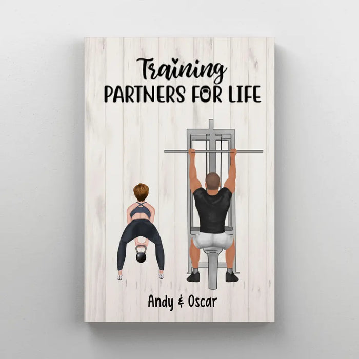 Training Partners for Life - Personalized Gifts Custom Gym Canvas for Couples, Gym Lovers