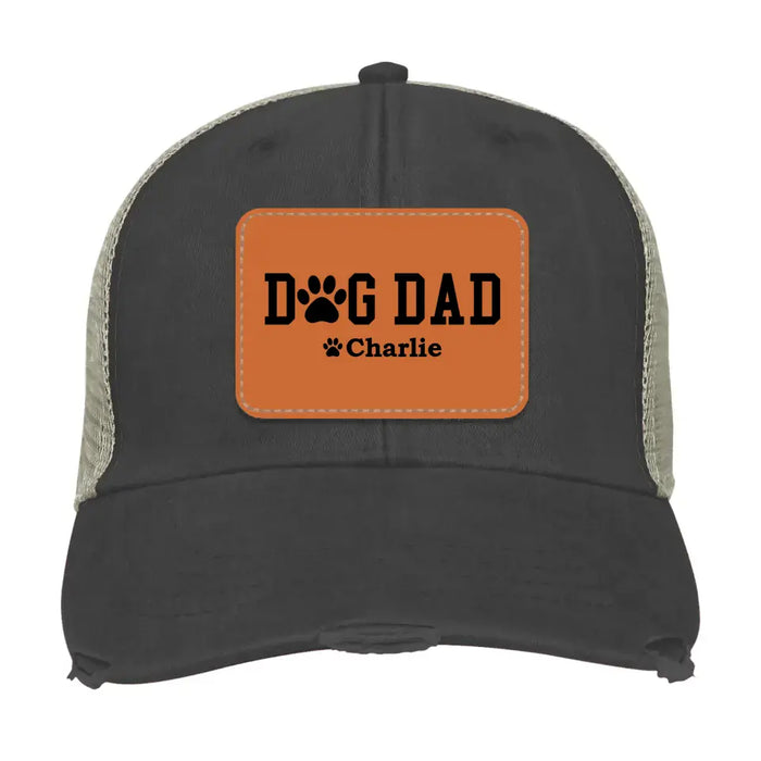 Personalized Dog Dad Hat, Custom Dog Dad Hat, Gift for Dad Hat, Dog Dad Leather Patch Hat, Dog Dad Distressed Hat