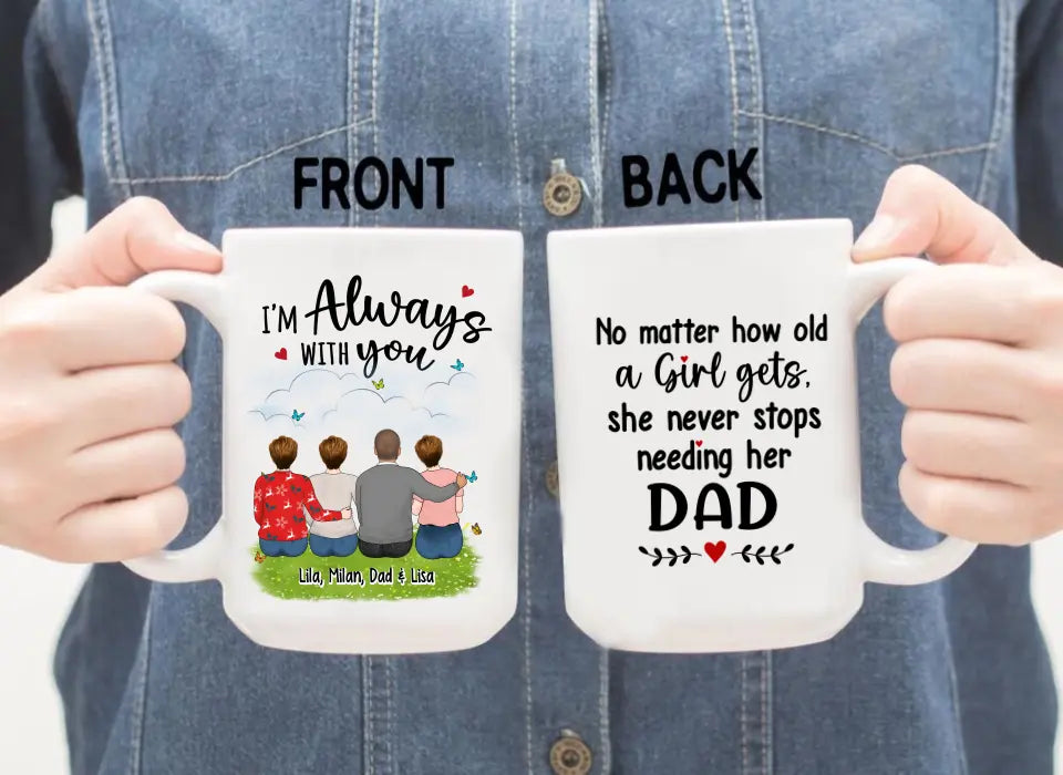 No Matter How Old A Girl Gets She Never Stops Needing Her Dad - Personalized Father and Daughters Mug, Gif For Dad, Father's Day Gift