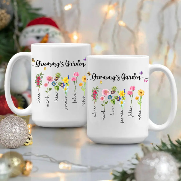 Grandma's Garden Mug - Personalized Gift For Mom Grandma, Mother's Day Gift, Birth Month Flower Mug