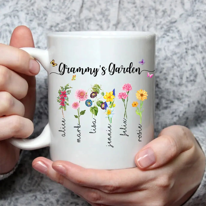 Grandma's Garden Mug - Personalized Gift For Mom Grandma, Mother's Day Gift, Birth Month Flower Mug