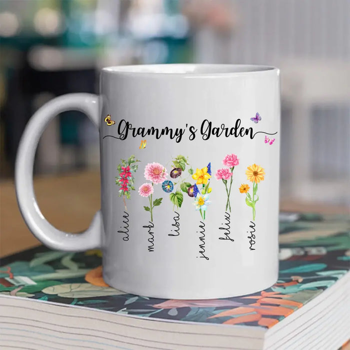 Grandma's Garden Mug - Personalized Gift For Mom Grandma, Mother's Day Gift, Birth Month Flower Mug