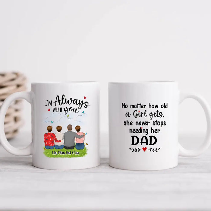 No Matter How Old A Girl Gets She Never Stops Needing Her Dad - Personalized Father and Daughters Mug, Gif For Dad, Father's Day Gift