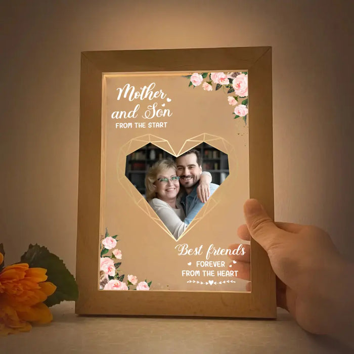 Mother And Son From The Heart Best Friends Forever From The Heart - Personalized Upload Photo Gifts Custom Frame Lamp for Mom, Mother's Day Gift From Sons