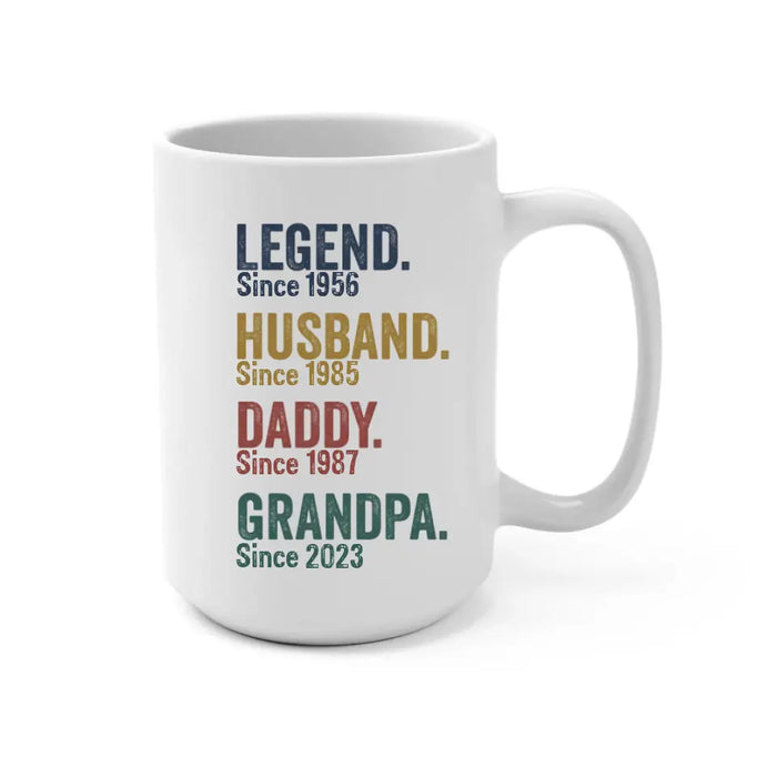 Legend Husband Daddy Grandpa Since - Personalized Upload Photo Mug, Gif for Dad, Father's Day Gift