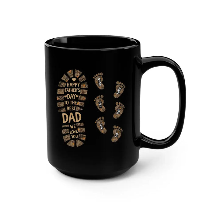 Happy Father's Day To The Best Dad We Love You - Personalized Father and Child Footprint Hunting Mug, Gift For Dad, Hunting Lovers