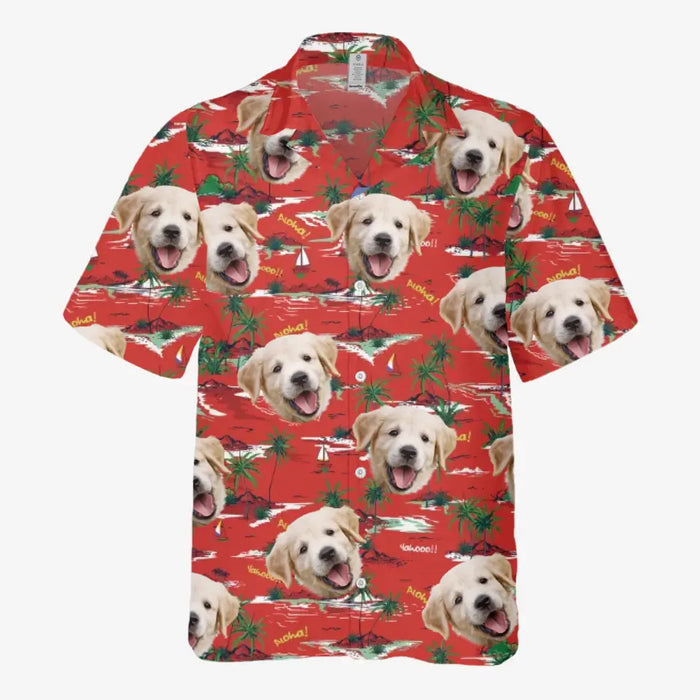 Personalized Hawaiian Shirt With Face, Custom Face Hawaiian Shirt For Man Woman, Custom Tropical Coconut Palm Trees Unisex Hawaiian Shirt