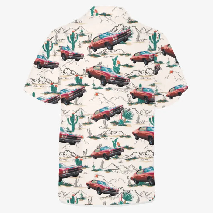 Upload Car Photo Hawaiian Shirt, Personalized Photo Upload Car Unisex Hawaiian Shirt, Custom Hawaiian Shirt, Cactus Desert Hawaiian Shirt