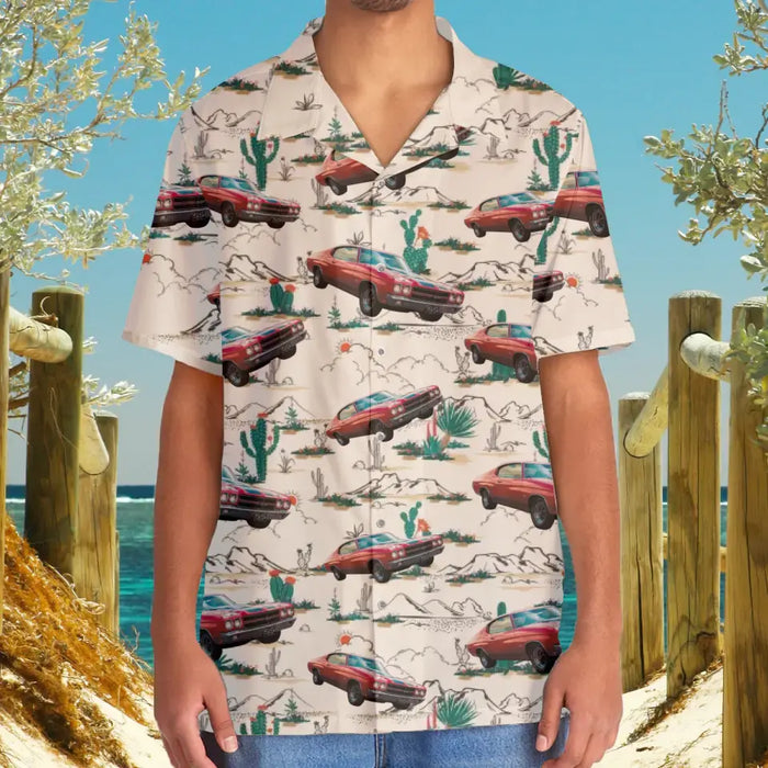Upload Car Photo Hawaiian Shirt, Personalized Photo Upload Car Unisex Hawaiian Shirt, Custom Hawaiian Shirt, Cactus Desert Hawaiian Shirt