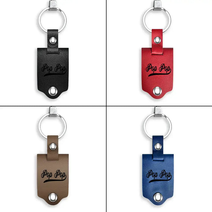 Only The Best Dads Get Promoted To Grandpa We Love You - Personalized Photo Gifts Custom Leather Keychain, Gifts For Grandpa, Dad, Father's Day Gift