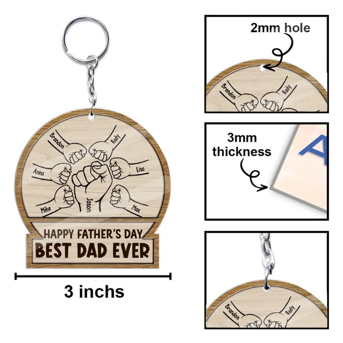 Happy Father's Day Best Dad Ever - Personalized Gifts Custom Acrylic Keychain for Dad, Father's Day Gift