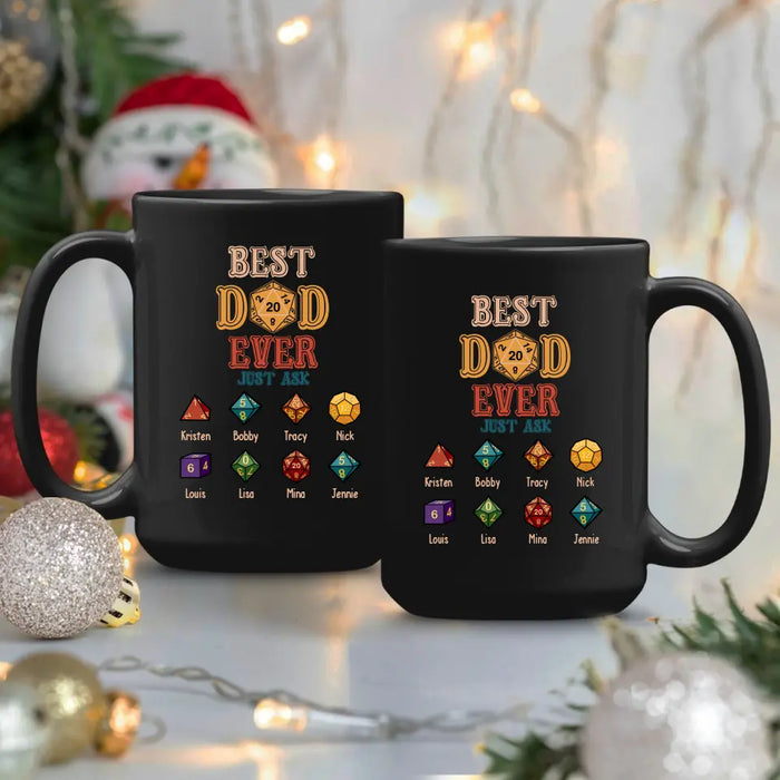 Best Dad Ever Just Ask With Kids Names - Personalized D&D Dad Mug, Custom DnD Dad Mug, Gifts for Geek Dads