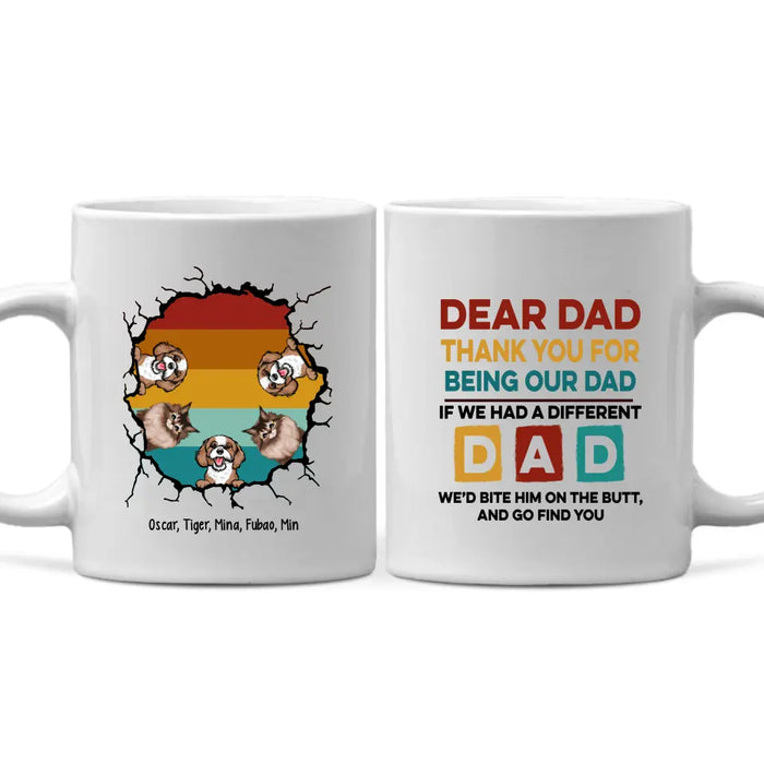 Thank You For Being Our Dad - Personalized Funny Pet Lovers Mug, Gifts for Dog Dad Cat Dad on Fathers Day