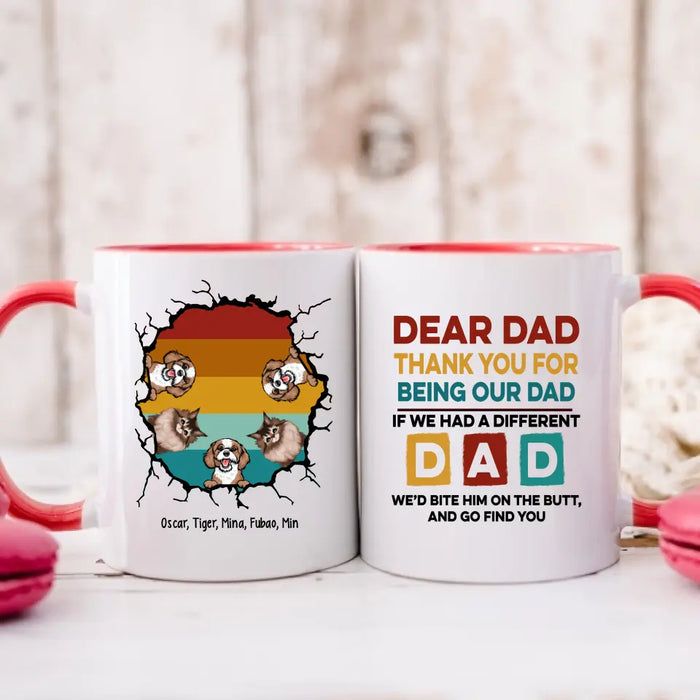 Thank You For Being Our Dad - Personalized Funny Pet Lovers Mug, Gifts for Dog Dad Cat Dad on Fathers Day